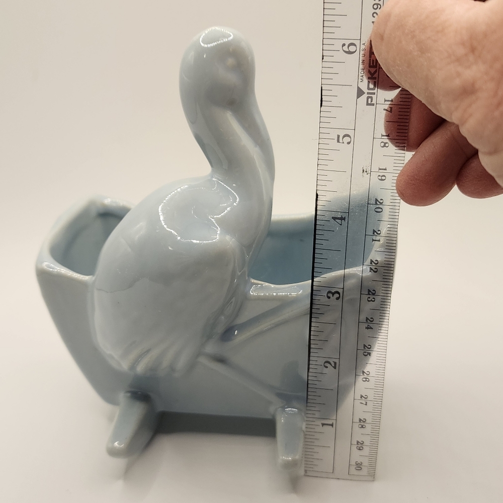 Vintage Haeger Pottery Blue Stork Rocking. Radle Planter - Picture 7 of 9